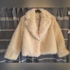 A New Day Off White Faux Fur Coat Jacket NWOT Comfortable Luxurious XXLarge